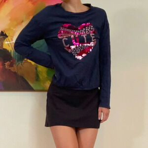 Sequinned long sleeve tee